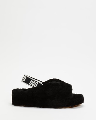 UGG Women's Black Slippers - Fab Yeah Slides - Size 6 at The Iconic