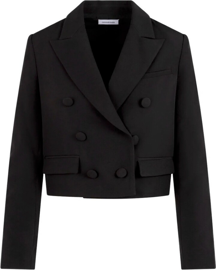 Cavanagh Baker Black Stretch Tuxedo Crop Blazer