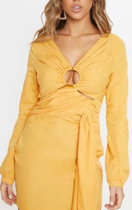 PrettyLittleThing Tangerine Ring Detail Drape Bodycon Dress