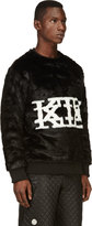 Thumbnail for your product : Kokon To Zai Black & White Mock Fur Logo Sweatshirt