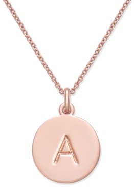 Kate Spade Rose Gold-Tone Initial Disc Pendant Necklace, 18" + 2 1/2" Extender