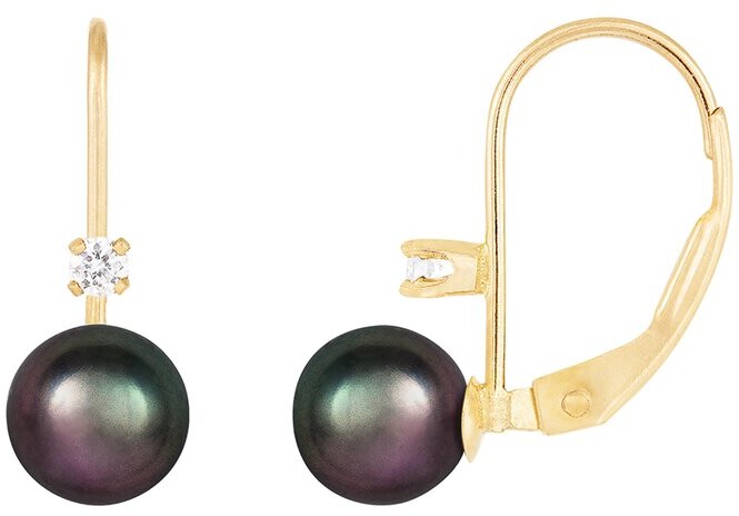 Splendid Pearls 14K 0.06 Ct. Tw. Diamond 6-7Mm Pearl Earrings