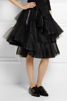 Thumbnail for your product : Junya Watanabe Tiered wool-gabardine and tulle wrap skirt