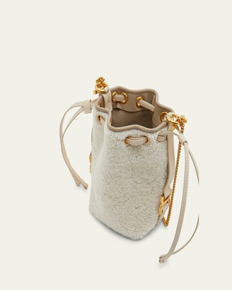 Chloé Marcie Micro Bucket Bag in Shearling with Chain Strap