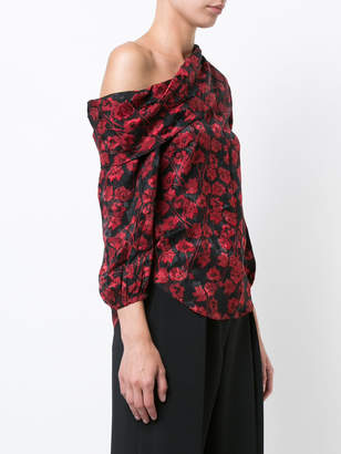 Saloni off-shoulder floral print blouse