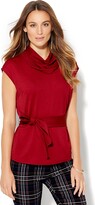 Thumbnail for your product : New York and Company Draped-Neck Belted Top - 7th Avenue