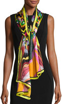 Thumbnail for your product : Roberto Cavalli Silk Dreamscape Scarf, Citron