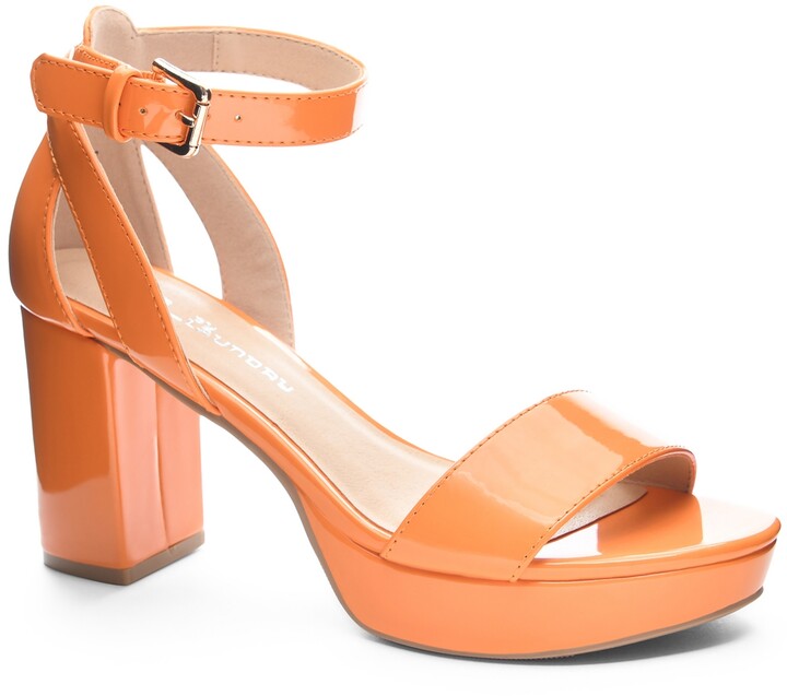 Privileged Viviette Blue Neon Orange Matrix Ankle Cuff Platform Shoe 7-11 