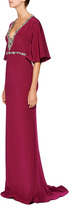 Thumbnail for your product : Marchesa V-Neck Silk Crepe Caftan Gown