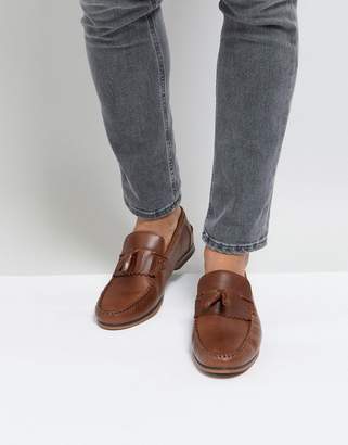 ASOS Design Tassel Loafers In Tan Leather With Fringe And Natural Sole