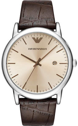 Emporio Armani AR11096 Luigi stainless steel and leather strap quartz watch