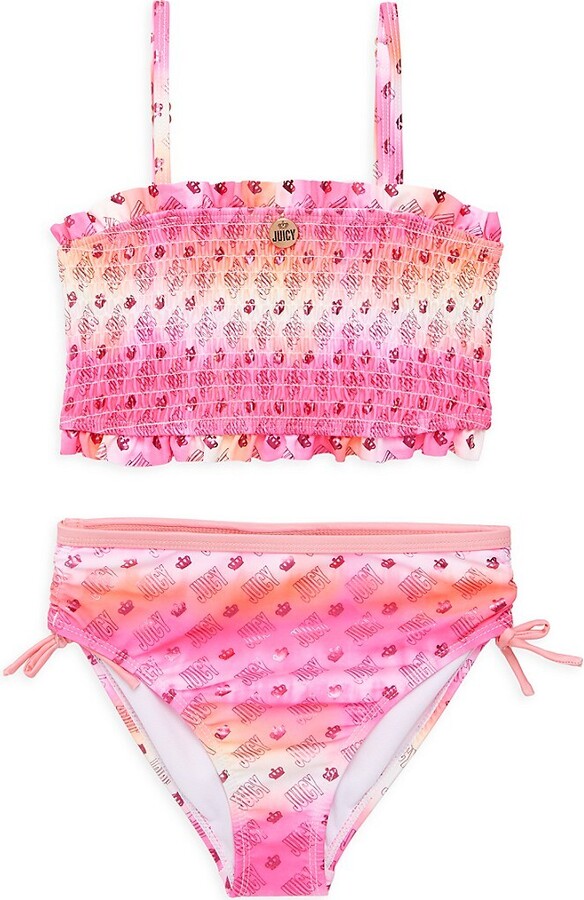 Juicy Couture Tie Side Bikini Bottoms With Rainbow Detail in White