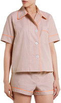 Thumbnail for your product : Araks Shelby Silk Chiffon-Trimmed Cotton-Poplin Pajama Top