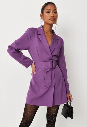 Missguided Petite Purple Belted Blazer Dress - ShopStyle