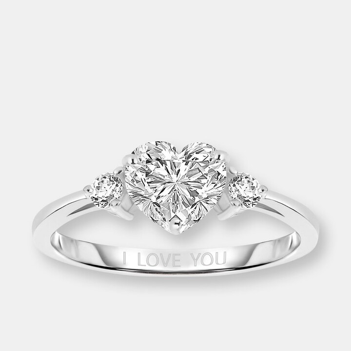 12478円 休日 BONLAVIE Women's Heart Shaped Promise Ring Band 925 Sterling Silver wi