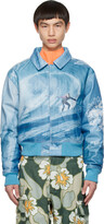 Thumbnail for your product : ERL Blue Graphic Leather Jacket