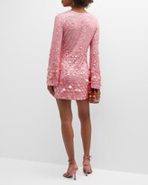 Thumbnail for your product : LoveShackFancy Lightning Bell-Sleeve Sequin Mini Dress