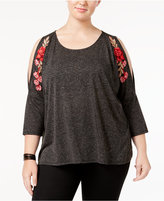 Thumbnail for your product : Eyeshadow Trendy Plus Size Cold-Shoulder Top