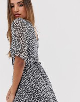 Thumbnail for your product : AllSaints ivey scatter mini dress with tie waist