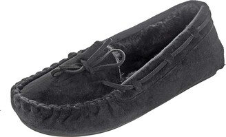 Autumn Faith Luxurious Ladies Moccasins Super Soft Womens Slippers With Faux Suede Velour Uppers Warm Comfortable Faux Fur Lining Hard TPR Outer Soles Navy Colour UK Shoe Size 8 Make a Fab Gift