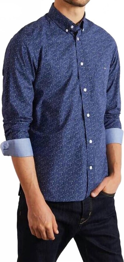 Eden Park Polo Shirt With Floral Detail In Navy Blue/gray