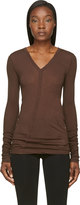 Thumbnail for your product : Rick Owens Brown Lightweight Jersey V-Neck Shirt