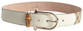 Thumbnail for your product : Gucci beige leather GG canvas bamboo buckle belt