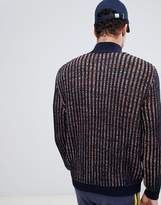 Thumbnail for your product : ASOS DESIGN knitted turtleneck sweater with zip in navy twist