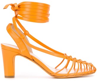 orange strappy sandals heels