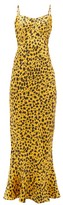 Thumbnail for your product : Saloni Mimi B Leopard-print Fluted-hem Silk Slip Dress - Leopard