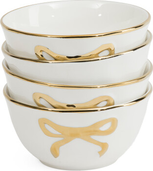 TJMAXX 4Pk Hand Painted Bow Bowls, Gold