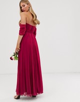 Thumbnail for your product : ASOS DESIGN Bridesmaid bardot ruched pleated maxi dress