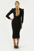 Thumbnail for your product : Little Mistress Adrien Black Ribbed Puff Sleeve Bodysuit