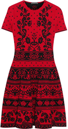 Alexander McQueen Jacquard-knit Mini Dress - Red