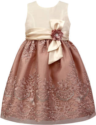 Jayne Copeland Mauve & Ivory Lace-Overlay A-Line Dress - Toddler & Girls