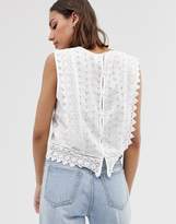 Thumbnail for your product : Only lace detail crop top-White