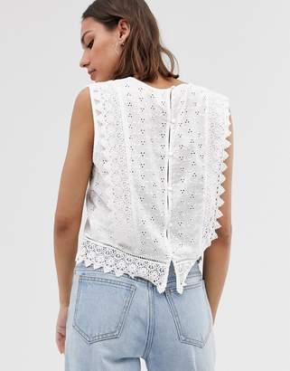 Only lace detail crop top-White