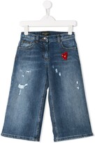 Thumbnail for your product : Dolce & Gabbana Children Heart Patch Distressed Jeans