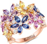 Thumbnail for your product : Effy 14K Rose Gold, Sapphire & Diamond Floral Ring