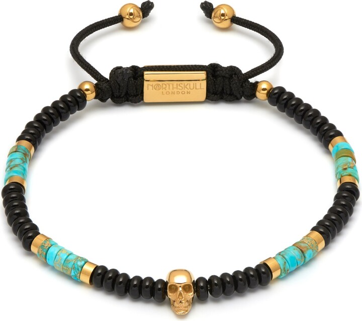 Northskull Black Onyx / Turquoise & Gold Atticus Skull Macramé Bracelet -  ShopStyle Jewelry