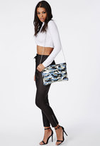 Thumbnail for your product : Missguided Print Studded Clutch Bag Navy
