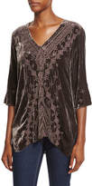 Thumbnail for your product : Johnny Was Shobah 3/4-Sleeve Embroidered Velvet Tunic