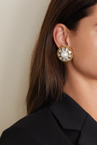 Thumbnail for your product : Alessandra Rich Oversized Gold-plated, Faux Pearl And Crystal Clip Earrings
