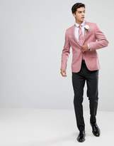 Thumbnail for your product : ASOS Design WEDDING Skinny Blazer In Pink 100% Wool