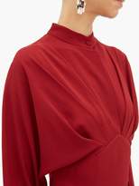 Thumbnail for your product : Emilia Wickstead Autumn Pleated High-neck Crepe Midi Dress - Womens - Burgundy