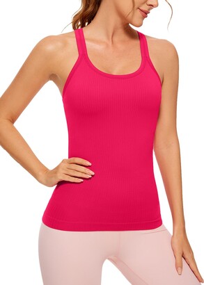 CRZ YOGA Women's Seamless Racerback Yoga Tank Tops with Built in