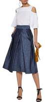 Thumbnail for your product : Milly Clarisa Pleated Satin-Twill Skirt