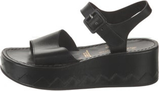 Clergerie Leather Slingback Sandals Black Platform Straps & Buckle Closure at Ankles Designer