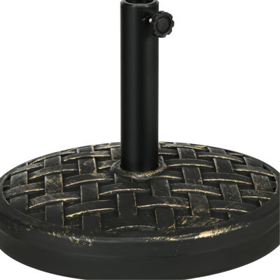 Arlmont & Co. 18" Concrete Patio Umbrella Base, 40 Lbs Heavy Duty With Metal Holder, 1.5" - 2" Poles, Outdoor, Bronze Surface Base Lawn, Poolside, Sheen