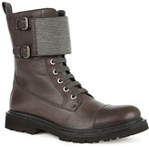 Thumbnail for your product : Brunello Cucinelli Monili leather lace-up biker boots